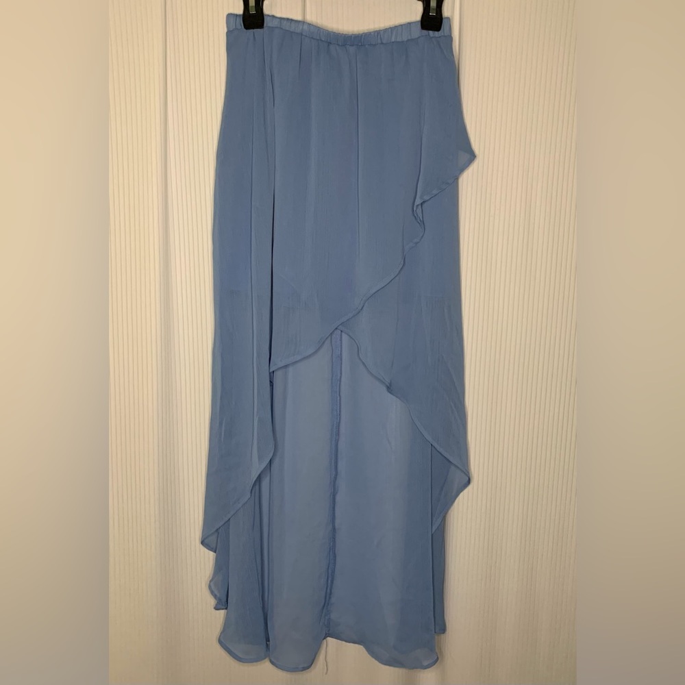 Xhilaration - Light Blue Maxi Skirt With Semi Sheer High Low Overlay - Small